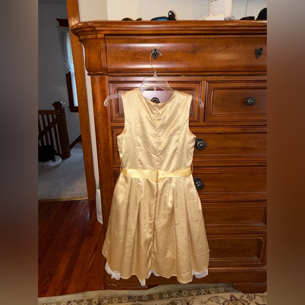 Disney Store Gold Princess Dress Girls Size 12 Belle Formal Party Dress - Picture 2 of 7